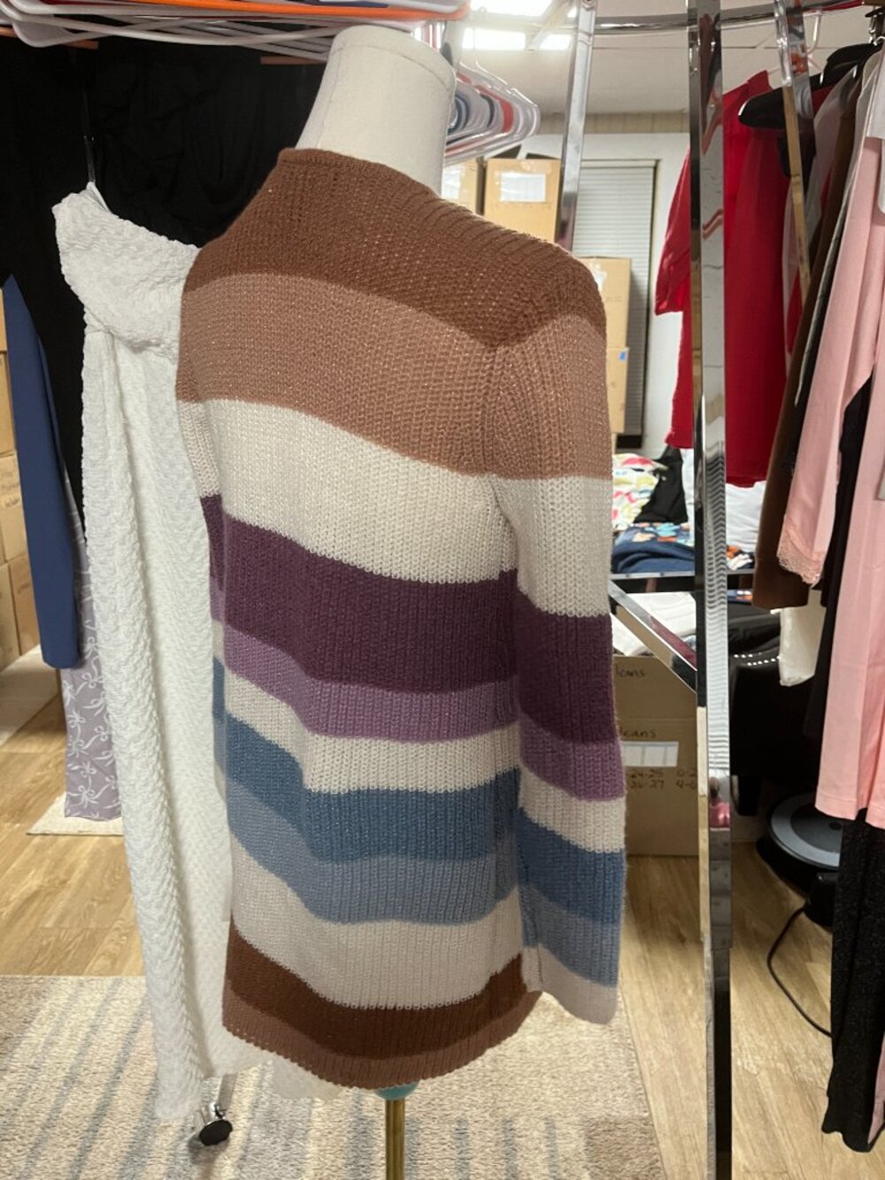 NWT Amy Byer Striped Open Front Cardigan Sweater Medium - Picture 6 of 12